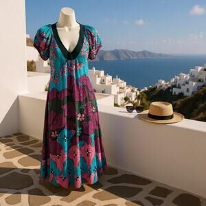 Aoyama Itchome x Anthropologie Topographic print Midi Dress artsy SM maximalist